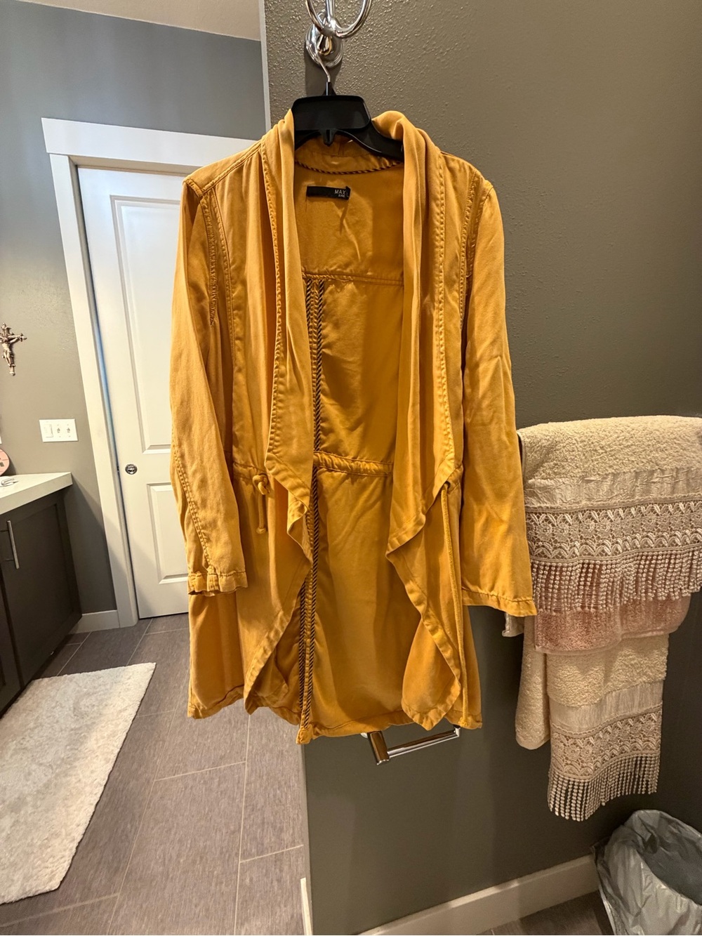 Max Jeans Mustard Yellow Open-Front Trench Coat